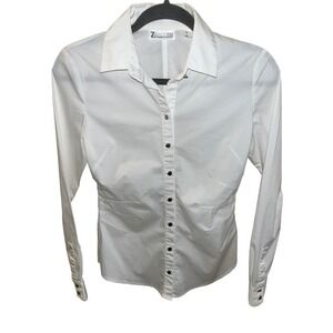 7th Avenue NY&C White Button Up Long Sleeve Shirt Women's XS Stretch